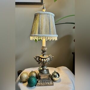 23”h Gold Lamp w/Beaded Shade!